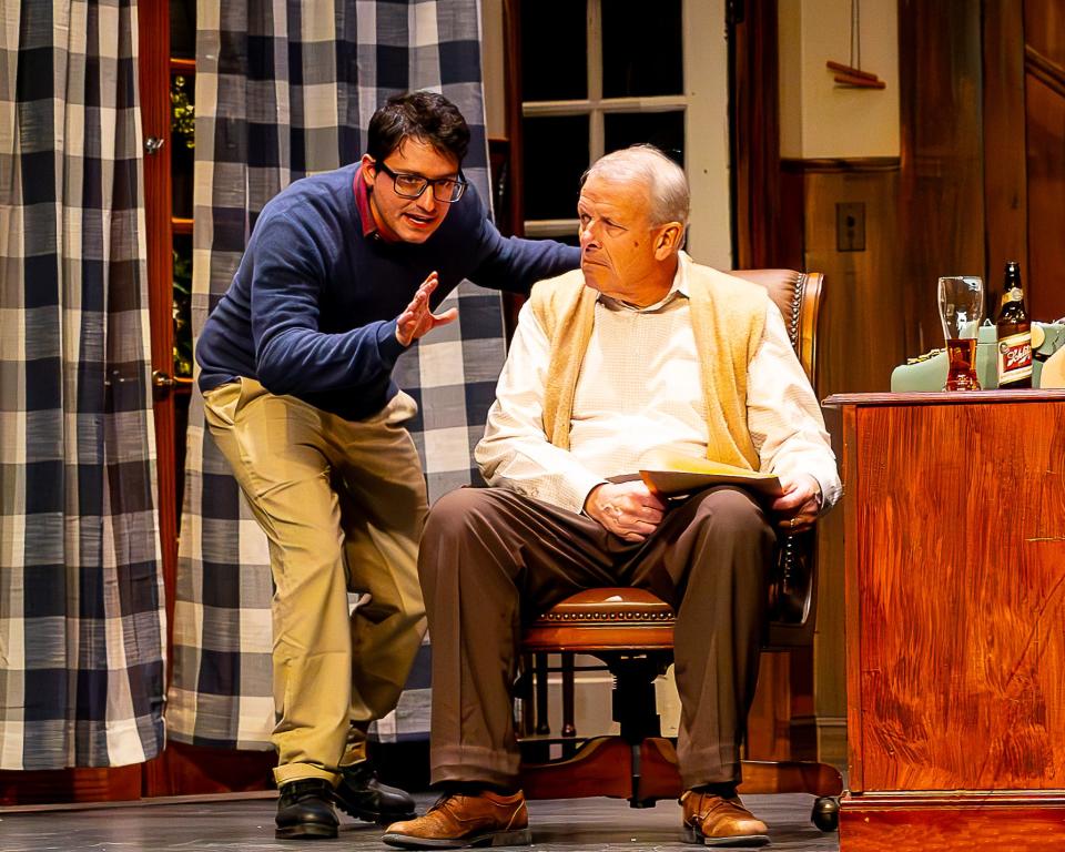 Garrett Gallinot and Mark S. Megill in a scene from "Deathtrap" at Algonquin Arts Theatre.