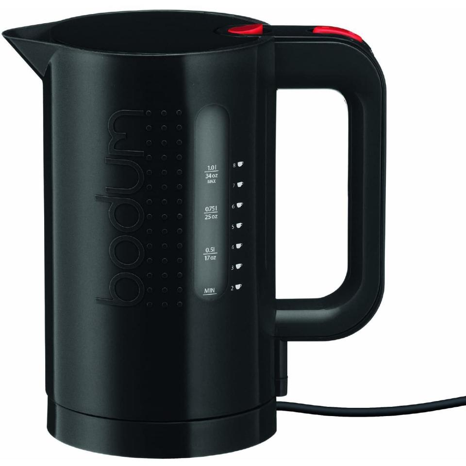 <p><strong>Bodum Bistro </strong></p><p>amazon.com</p><p><strong>$22.85</strong></p><p><a href="https://www.amazon.com/dp/B00851LRR6?tag=syn-yahoo-20&ascsubtag=%5Bartid%7C2141.g.26948507%5Bsrc%7Cyahoo-us" rel="nofollow noopener" target="_blank" data-ylk="slk:Shop Now;elm:context_link;itc:0" class="link ">Shop Now</a></p><p>Is she still boiling her hot water? Gift her this much easier gadget, which boils water in minutes and will save her a few precious moments each morning and evening.</p>