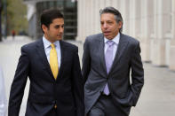 Aaron Davidson (R), former president of the Miami-based unit of Brazilian sports marketing conglomerate Traffic Group, departs the Brooklyn Federal Courthouse after entering a guilty plea in the Brooklyn Borough of New York, U.S.,October 20, 2016. REUTERS/Lucas Jackson