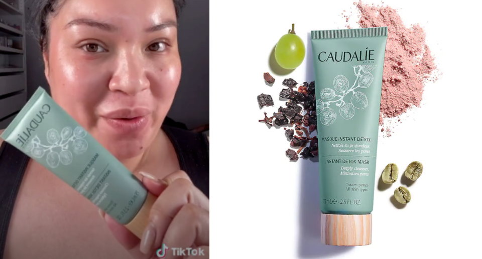 The Caudalie Instant Detox Mask is the latest beauty product to go viral on TikTok. Images via TikTok/Glamzilla, Sephora.