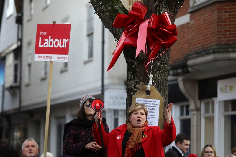 Emily Thornberry gives a speech to show her support for Rosie Duffield during a rally in Canterbury