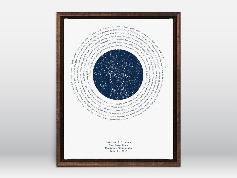 First Dance Song Lyric Print, unique wedding gifts