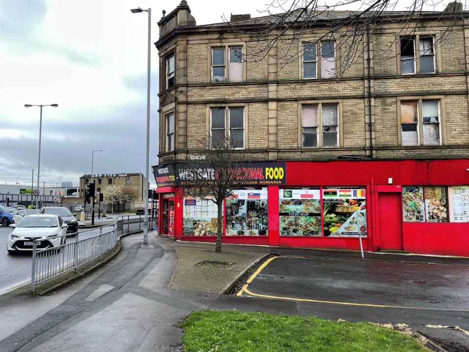 The scene in Bradford city centre where a young woman was stabbed to death in the street as she pushed her baby in a pram on Saturday afternoon. Police are searching for Habibur Masum, 25, in connection with the fatal stabbing. Picture date: Monday April 8, 2024.