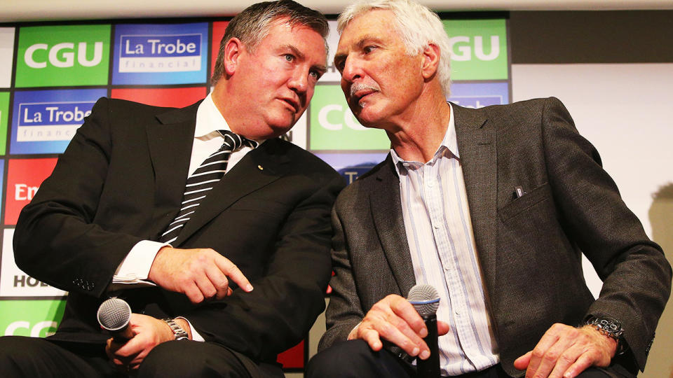 Eddie McGuire and Mick Malthouse, pictured here at Collingwood in 2016.