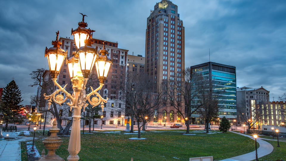 A view of downtown Lansing Michigan, USA.