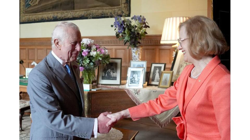 King Charles III during an audience with Governor of Queensland, Jeannette Young 