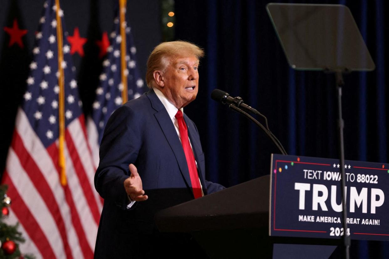 PHOTO: Republican presidential candidate and former President Donald Trump attends a campaign event in Waterloo, Iowa, Dec. 19, 2023.  (Scott Morgan/Reuters, FILE)