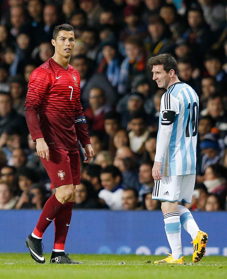 Pictured in 2014 in a International Friendly soccer match between Argentina and Portugal, Lionel Messi and Cristiano Ronaldo each head into the 2022 World Cup in November with possibly their last real shot at winning world soccer's ultimate competition.    (AP Photo/Jon Super, FILE)