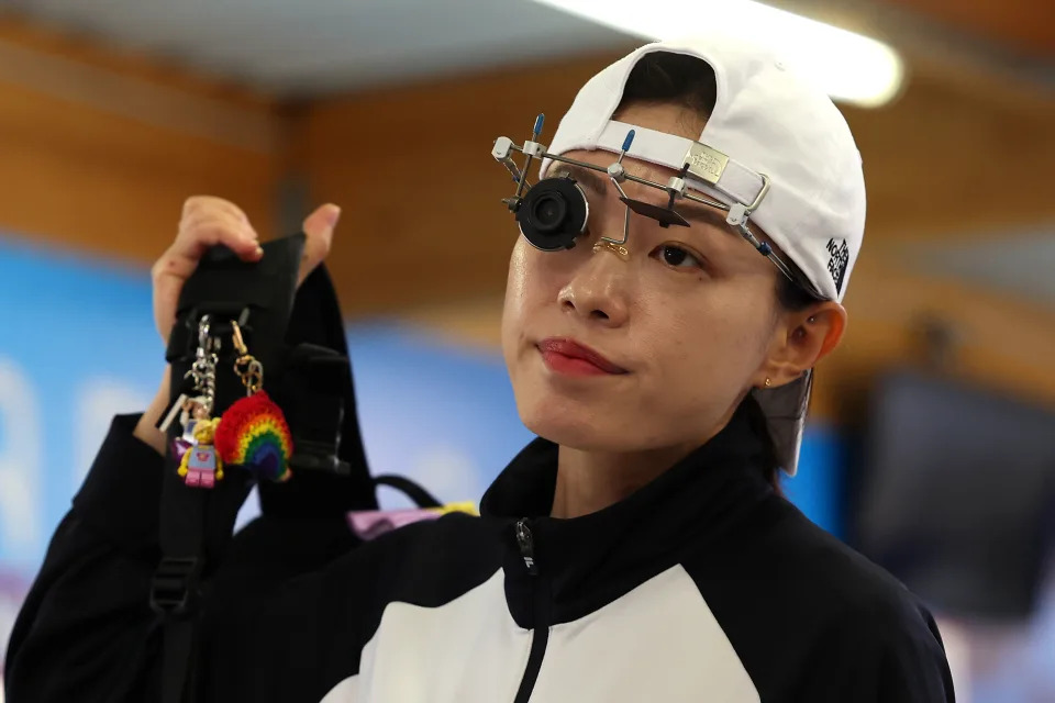 Kim Ye-ji of Team Republic of Korea looks on during the Women's 25m pistol qualification rapid.