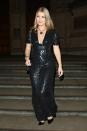 <p>The model went for a look that wouldn’t feel out of place in Studio 54 for an event at the Victoria and Albert Museum in London. (Photo: Getty Images) </p>