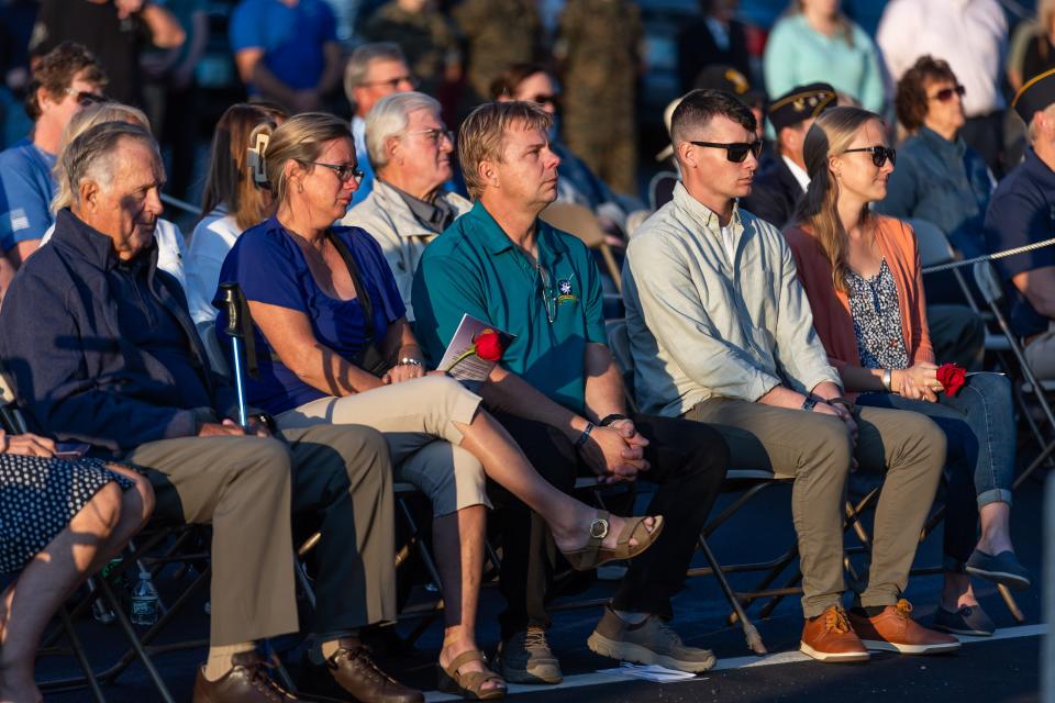 Erica and Steve Grone of Berlin with daughter and son-in-law Mike and Emily Lemoine of Dover at the rededication ceremony of the Global War on Terrorism Monument at American Legion Post 35 on Wednesday, September 11, 2024.