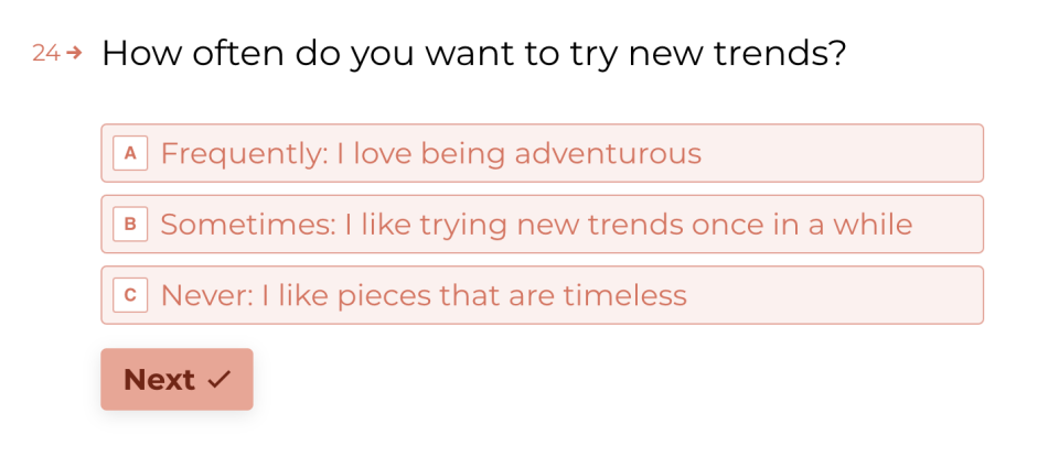 The question "How often do you want to try new trends?"