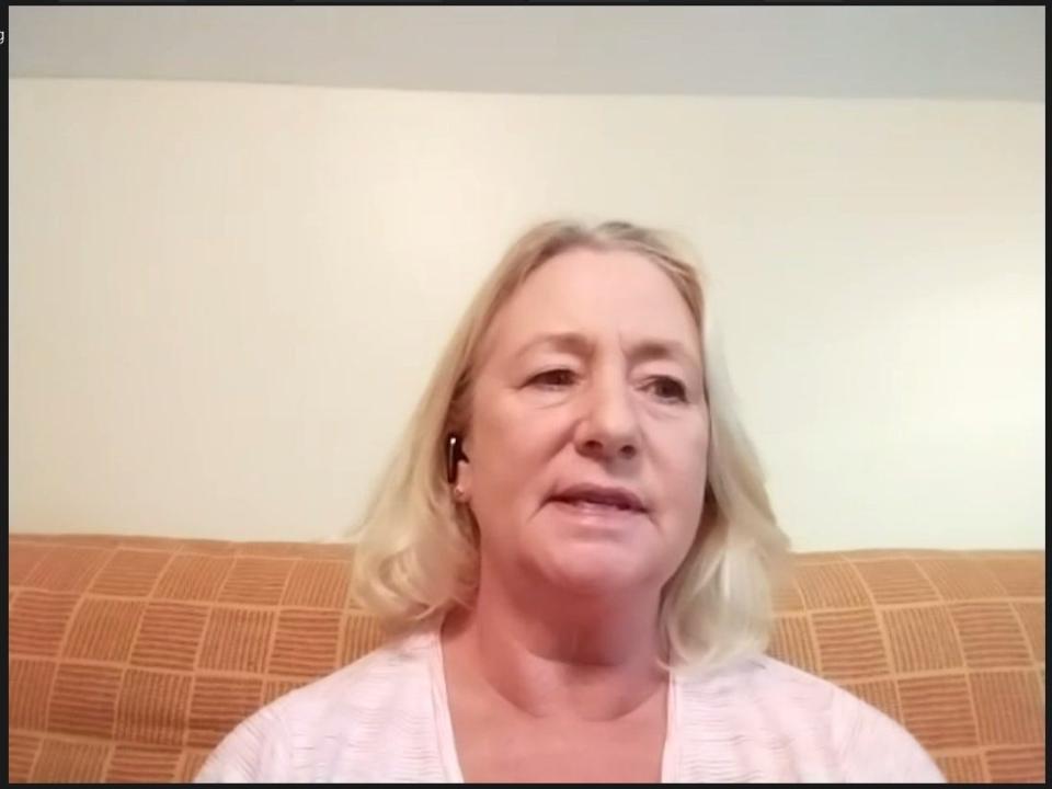 Kelley Tyler talks about her work as a Mission Hospital nurse during a July 14 online forum hosted by Take Medicine Back and the Mountain Maladies Facebook group. The forum was created to discuss bids by three hospitals, including Mission, to expand services in Buncombe County.