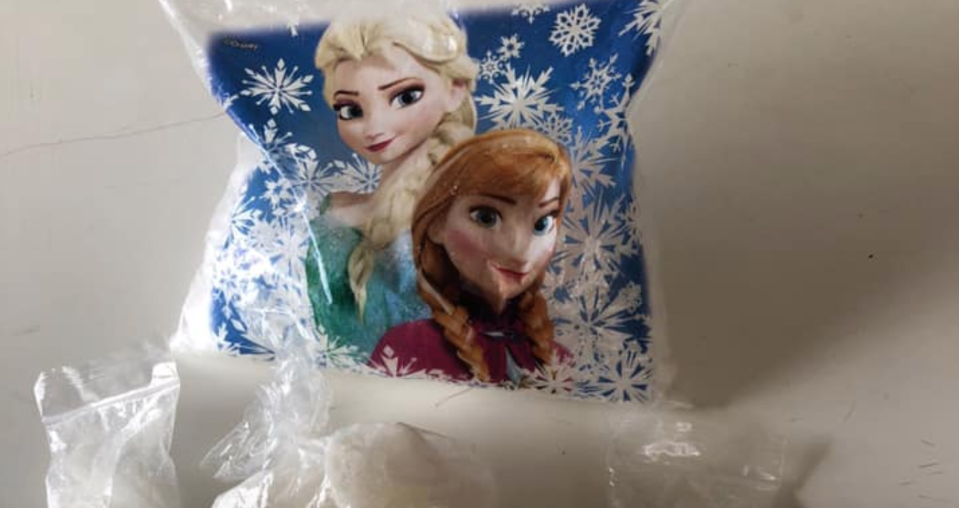 Methamphetamine was found inside Disney “Frozen” bags. (Photo: Facebook)