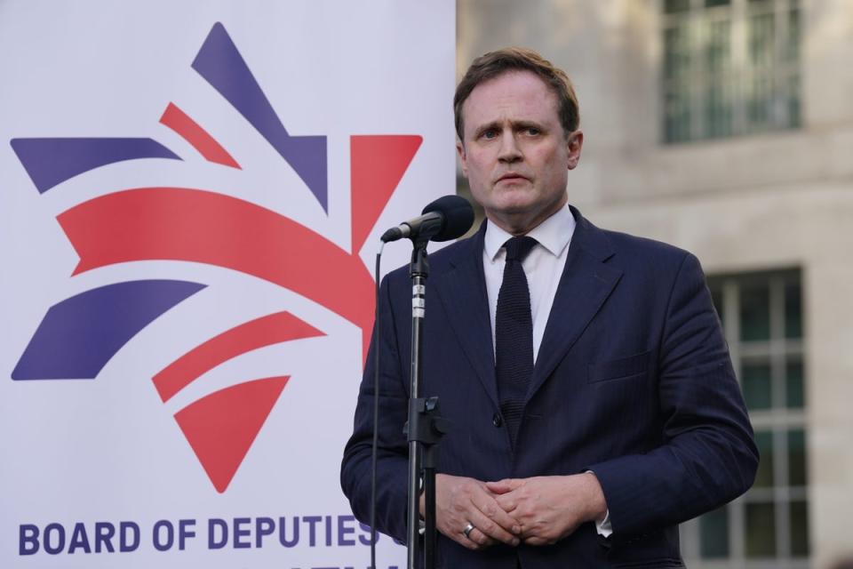 Tom Tugendhat condemned Hizb ut-Tahrir’s ‘disgraceful celebration of Hamas’ appalling attacks on Israel’ (PA Wire)