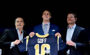 Jared Goff, Jeff Fisher, Les Snead of the Los Angeles Rams