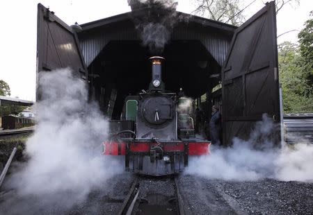 Puffing Billy steam locomotive 6A is reversed into the engine shed for the night at Belgrave station near Melbourne, October 17, 2014. REUTERS/Jason Reed