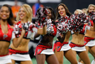 <p>Atlanta Falcons cheerleaders perform during the first half against the Minnesota Vikings at Mercedes-Benz Stadium on December 3, 2017 in Atlanta, Georgia. (Photo by Kevin C. Cox/Getty Images) </p>