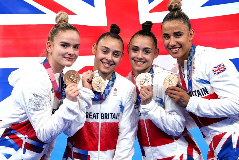 Jessica Gadirova (second from the right) will be back in action (Martin Rickett/PA) (PA Wire)