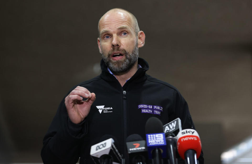 Covid-19 Commander Jeroen Weimar speaks during a press conference in Melbourne, Australia. 