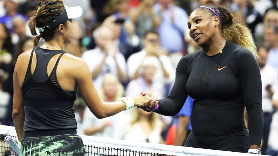 Serena Williams and Qiang Wang, pictured here after their match at the US Open.