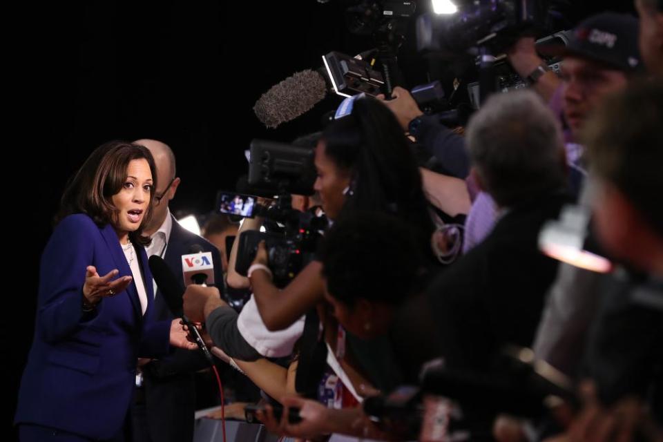 Kamala Harris after the Democratic presidential debate in Westerville, Ohio, on 15 October.