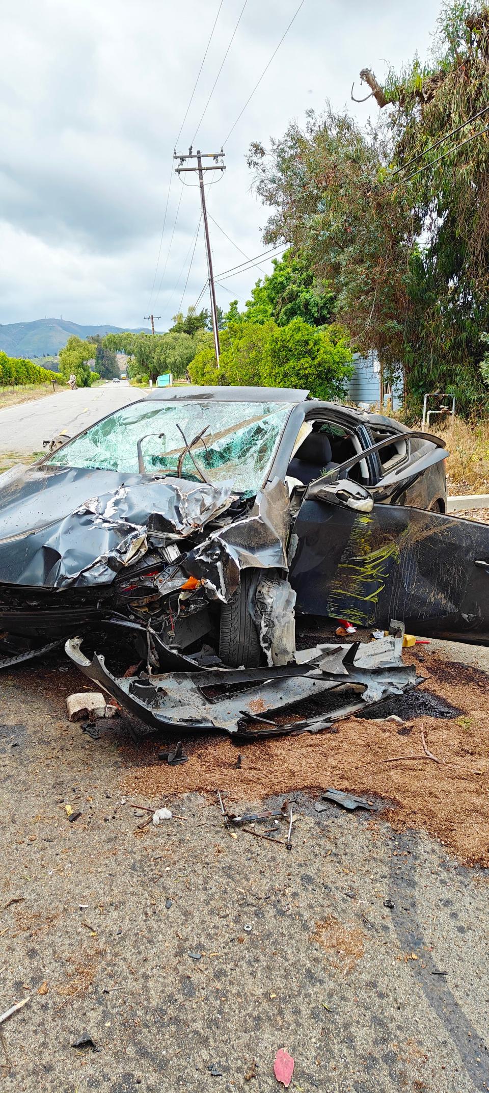 The driver of a Scion was flown to the hospital with major injuries after a single-vehicle crash in the Somis area Monday afternoon.