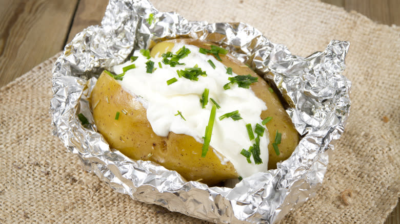 baked potato with creamy topping