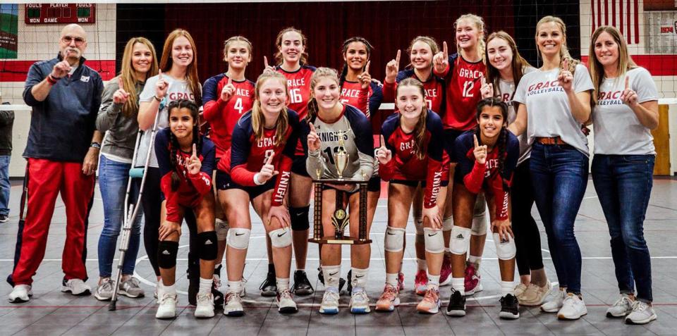 The Grace Academy volleyball team won the Mason Dixon Christian Conference championship Saturday at Cumberland Valley Christian, defeating Calvary in the title match.