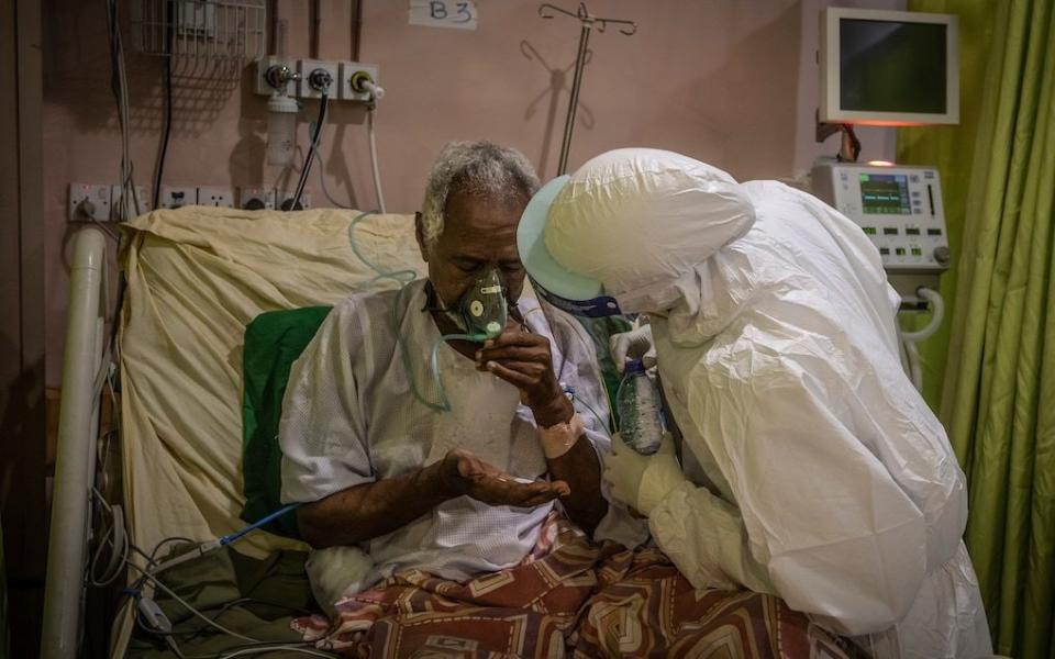 A patient at the Jabra Hospital, Khartoum, where every patient has Covid-19 - Simon Townsley