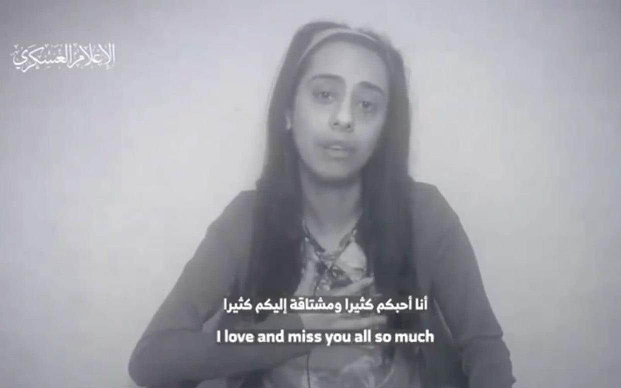 Eden Yerushalmi pictured in a hostage video released by Hamas on Sept 2