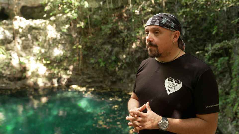 Biologist Roberto Rojo says cenotes were believed by ancient Mayans to be an entrance to the underworld. - CNN