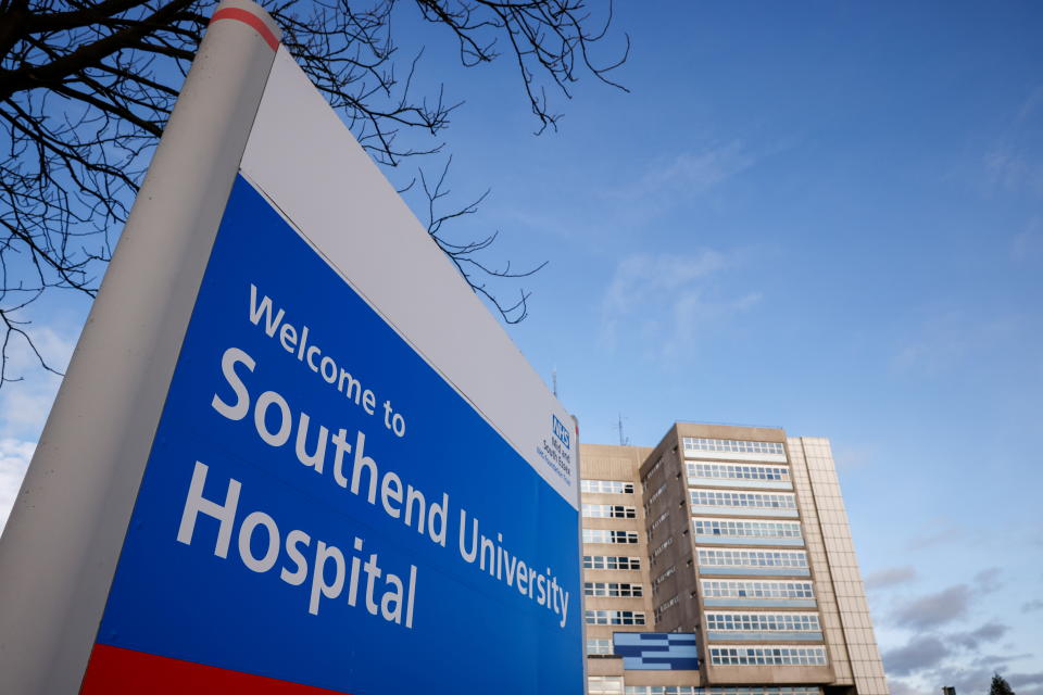 A sign of the Southend University Hospital is pictured amid the coronavirus disease (COVID-19) outbreak, in Southend-On-Sea, Britain January 11, 2021. REUTERS/John Sibley