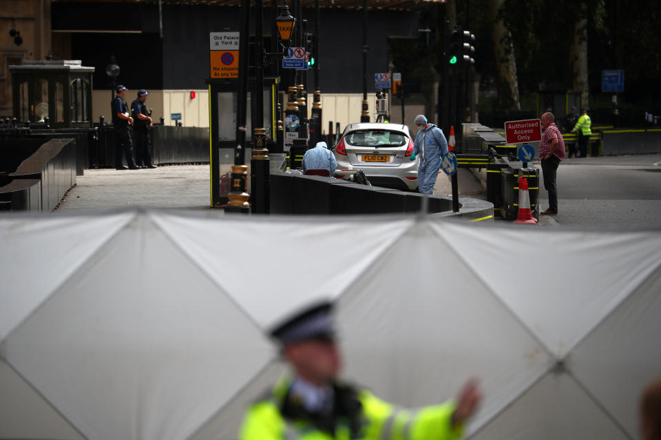 Car crash outside U.K. Parliament