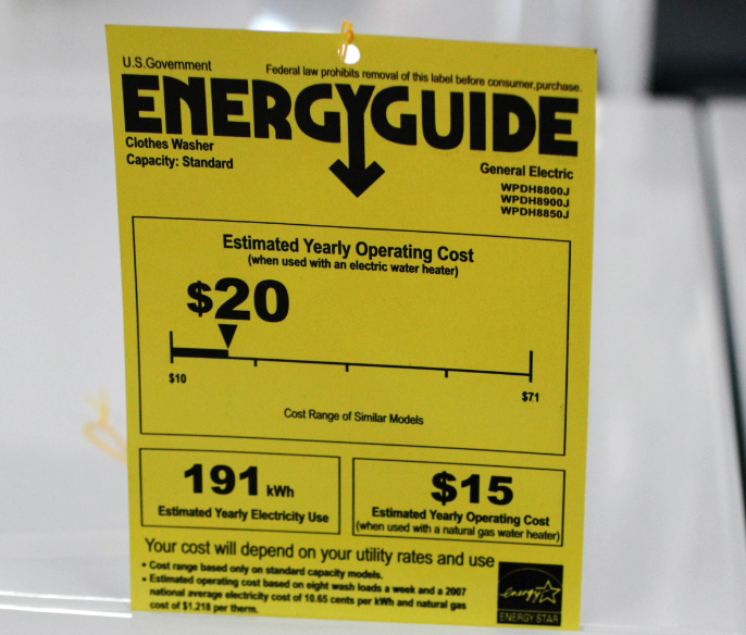 An Energy Star label is shown on a washing machine at an appliance store in Mountain View, Calif. In Canada, Energy Star is administered and promoted by Natural Resources Canada. (AP Photo/Paul Sakuma)