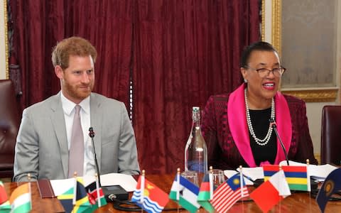 Prince Harry at a Commonwealth youth roundtable meeting - Credit: Chris Jackson