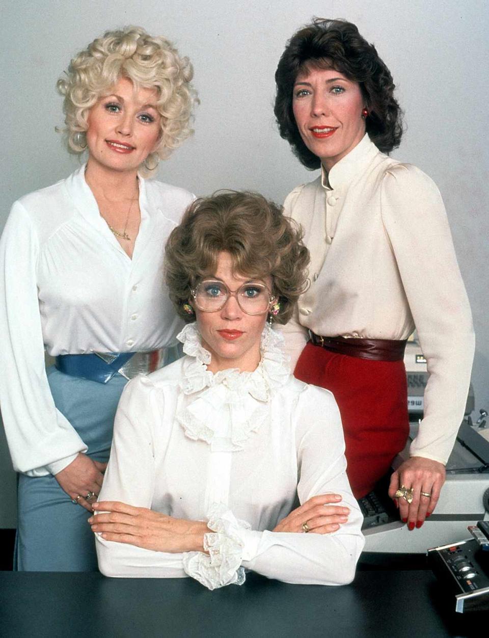 <p>The ultimate A-list threesome, Dolly Parton, Lily Tomlin and Fonda, turn the tables on their awful boss in the 1980 film <em>Nine to Five</em>.</p>