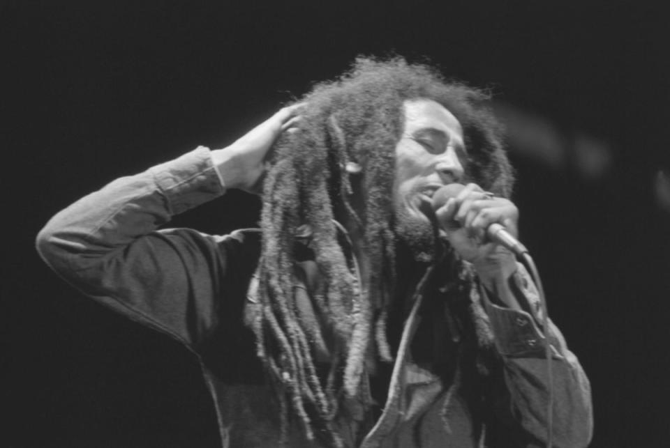 Bob Marley performs in front of an audience of 40,000 during a festival concert of Reggae in Paris, France, 1980 (Copyright 2024 The Associated Press. All rights reserved.)