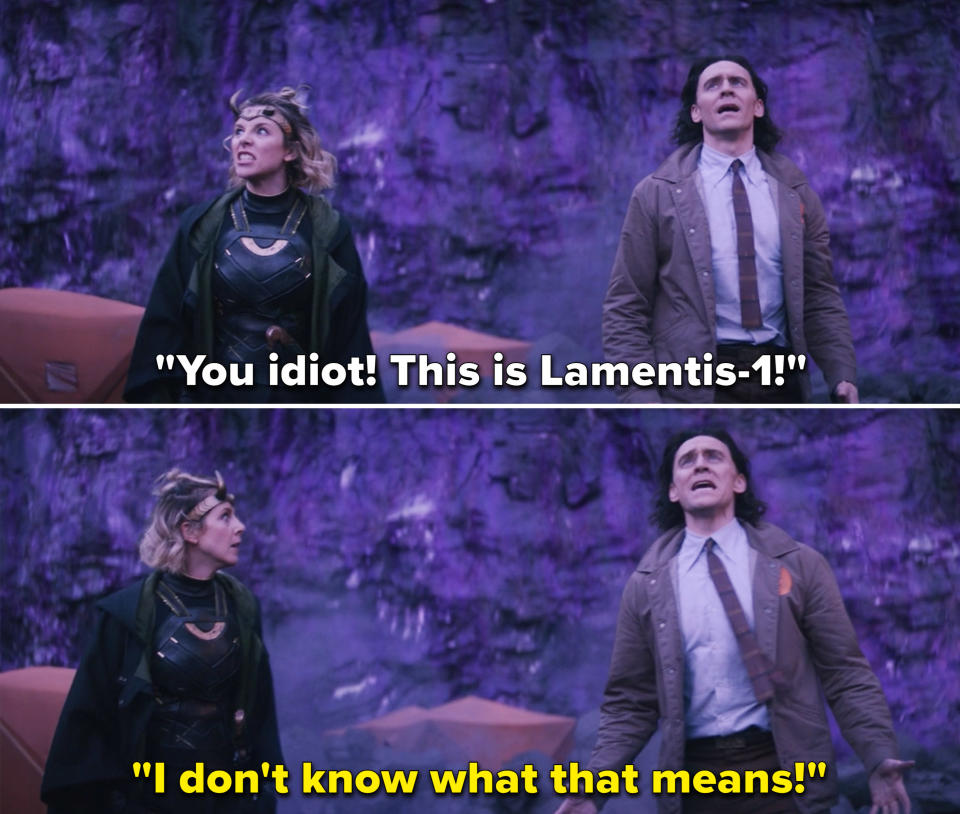 Sylvie calling Loki an idiot after he transports them to Lamentis-1