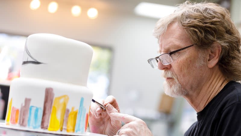 Jack Phillips, owner of Masterpiece Cakeshop in Lakewood, Colorado, decorates a cake for a client on Sept. 21, 2017. Phillips refused to bake a cake for a same-sex couple in 2012, a decision that led to a years-long legal battle.