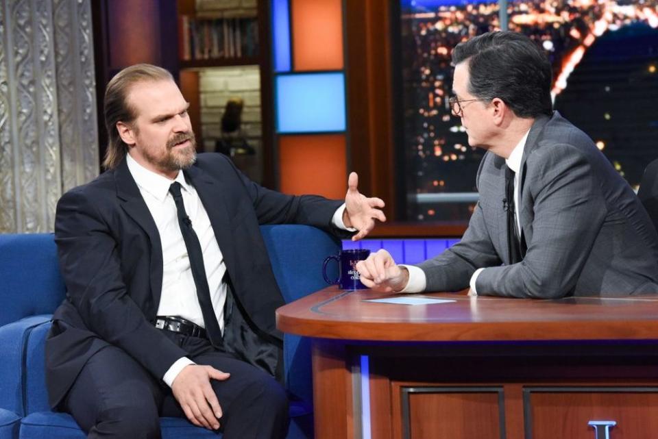 David Harbour and Stephen Colbert | Scott Kowalchyk/CBS via Getty Images