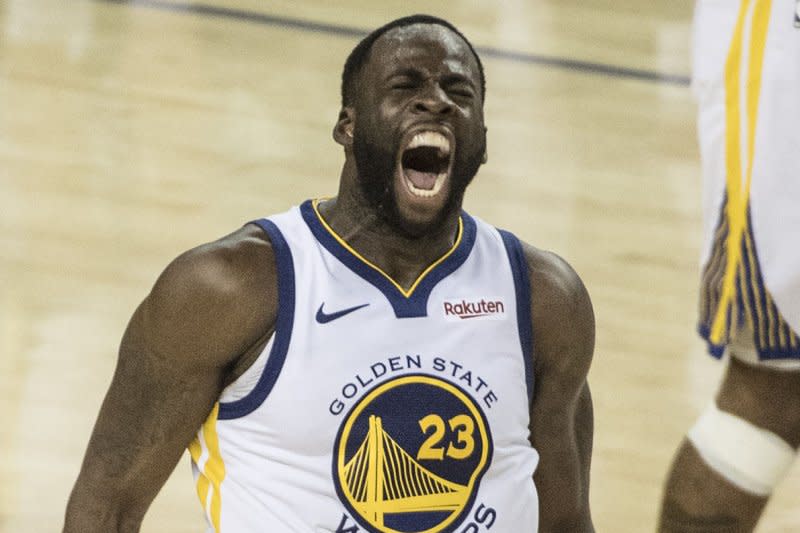 Golden State Warriors forward Draymond Green totaled 12 points, 10 rebounds and eight assists in a win over the Utah Jazz on Monday in Salt Lake City. File Photo by Terry Schmitt/UPI