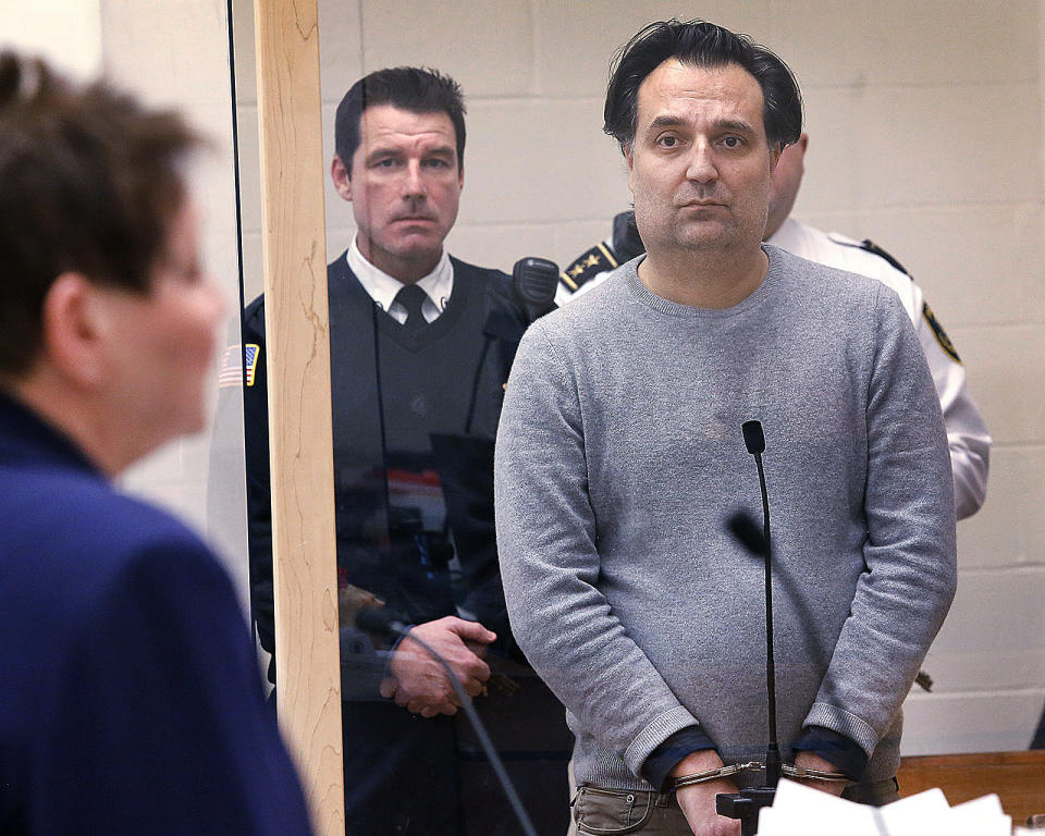 FILE - Brian Walshe stands during his arraignment in Quincy District Court, in Quincy, Mass., on Jan. 9, 2023. Walshe was indicted in the death of his wife who has not been seen since Jan. 1, the Norfolk District Attorney Michael W. Morrisey said Thursday, March 30, 2023. (Greg Derr/The Patriot Ledger via AP, Pool, File)