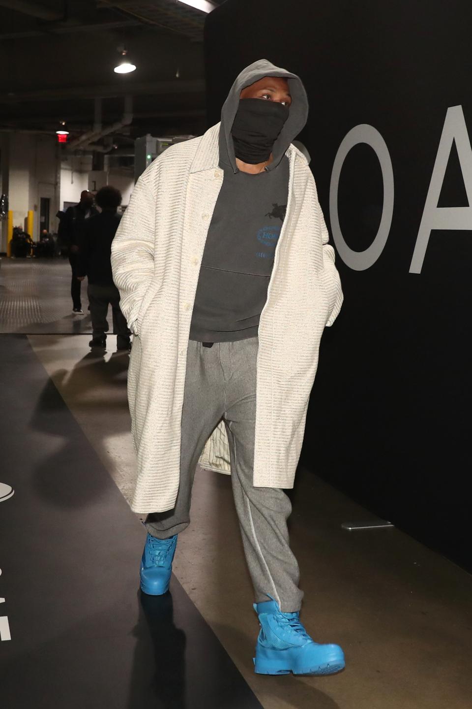 Russell Westbrook of the Washington Wizards arrives to a game against the Brooklyn Nets in Brooklyn, January 3, 2021.