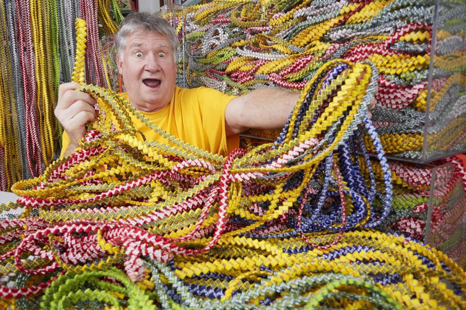 Gary Duschl, who has an entry in the Guinness World Records 2021 edition for the Longest Gum Wrapper Chain (PA)