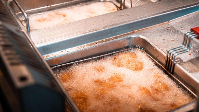 Food in deep fryer