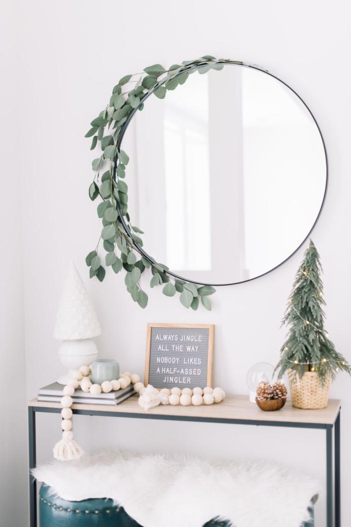 <p>You have pine garlands, wreaths, and well, basically everything else — so why not sprinkle in another type of evergreen? </p><p><em><a href="http://www.204park.com/home/minimal-christmas-decor-diy" rel="nofollow noopener" target="_blank" data-ylk="slk:See more at 204 Park »" class="link ">See more at 204 Park »</a></em></p>
