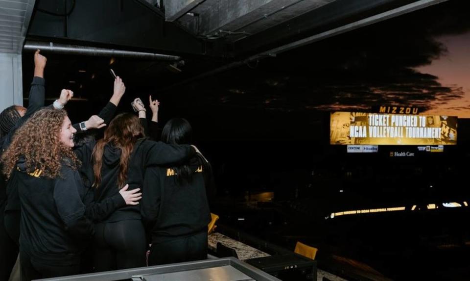 Members of the Missouri Tigers volleyball team watched Sunday’s NCAA Tournament selection show live at Faurot Field.