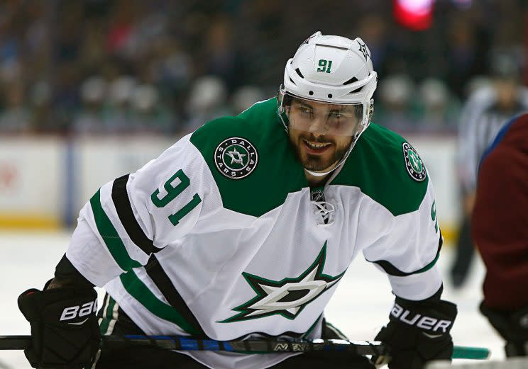 October 15 2016: Dallas Stars center, Tyler Seguin (91) during a regular season NHL game between the Colorado Avalanche and the visiting Dallas Stars at the Pepsi Center in Denver, CO. (Photo by Russell Lansford/Icon Sportswire via Getty Images)