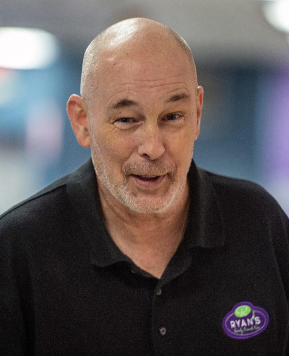 Steve Renaud will be inducted into the International Bowling Hall of Fame, here pictured at Ryan Family Amusements in Millis, Oct. 18, 2023.